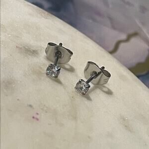 cz stud earrings stainless steel